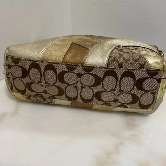 Coach Carly Gold Patchwork Shoulder Bag F14005 EUC - Picture 4 of 15